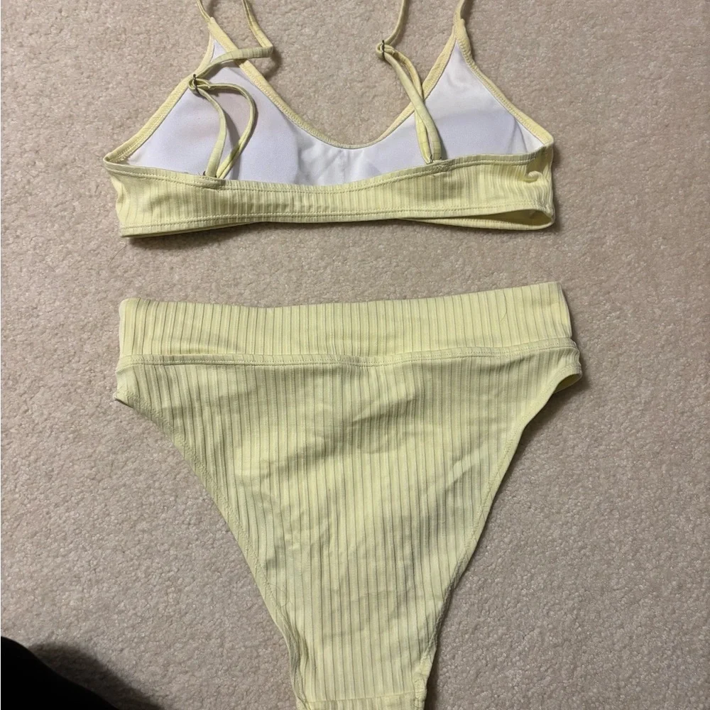 Yellow Ribbed Bikini Set - Picture 2 of 4
